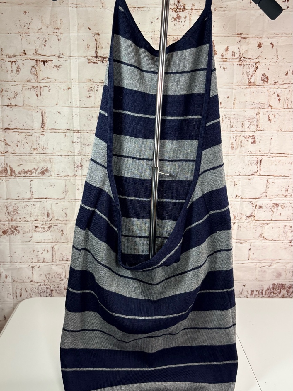 Women's Navy and Gray Striped Maxi Skirt - Picture 2 of 11